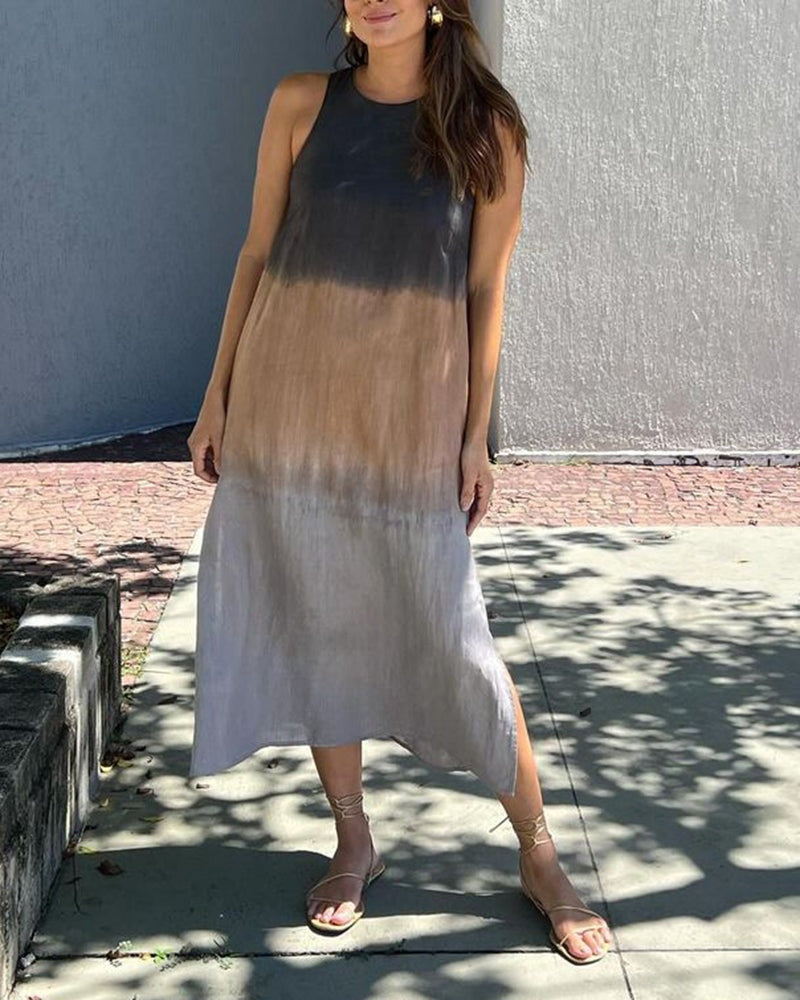 Esperanza | Vestido Largo de Verano Degradado Mujer Sin Mangas Abertura Lateral
