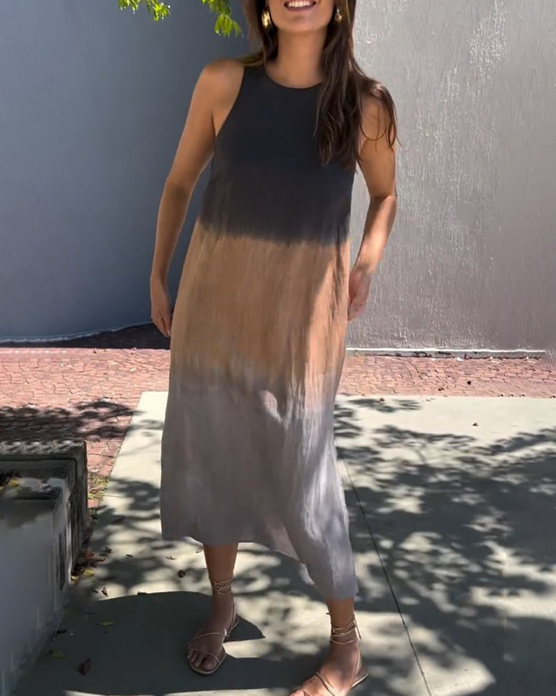 Esperanza | Vestido Largo de Verano Degradado Mujer Sin Mangas Abertura Lateral