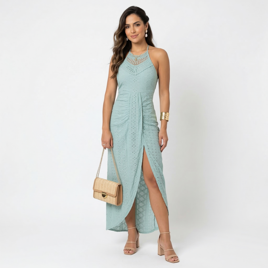 Esperanza | Vestido Midi de Verano Mujer Cuello Alto Crochet