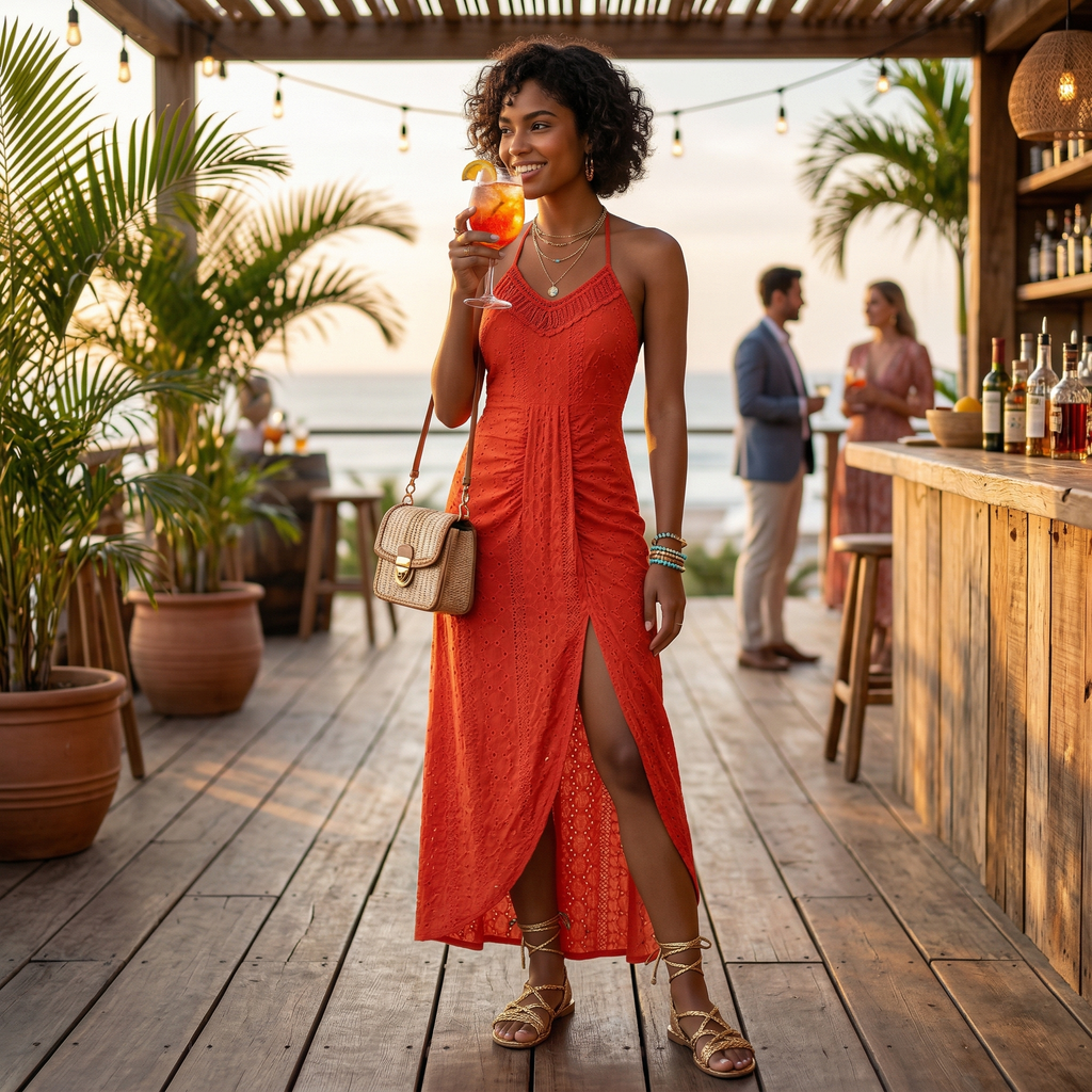 Esperanza | Vestido Midi de Verano Mujer Cuello Alto Crochet