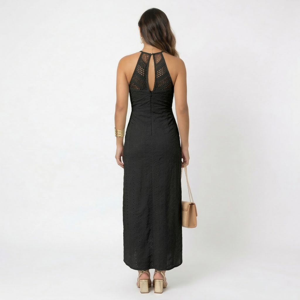 Esperanza | Vestido Midi de Verano Mujer Cuello Alto Crochet