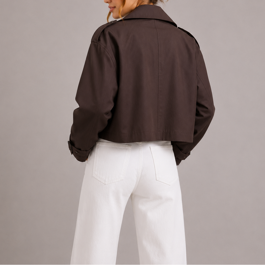 Esther | Trench Coat Corto Mujer Doble Botonadura Solapas