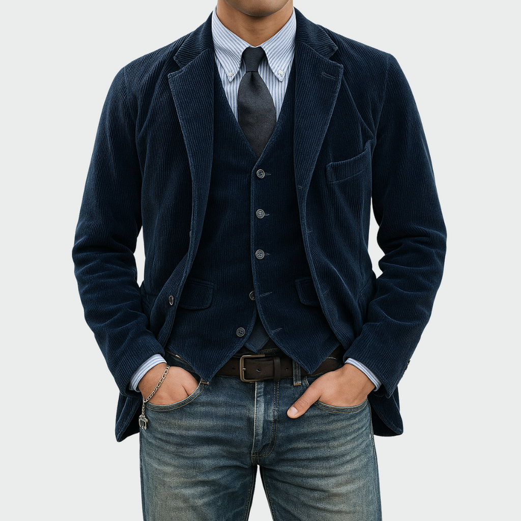 Gonzalo | Blazer de Pana Hombre con Chaleco Solapa Clásica