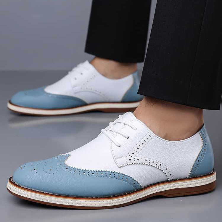 Guillermo | Blucher Hombre de Cuero con Detalles Brogue Bicolor