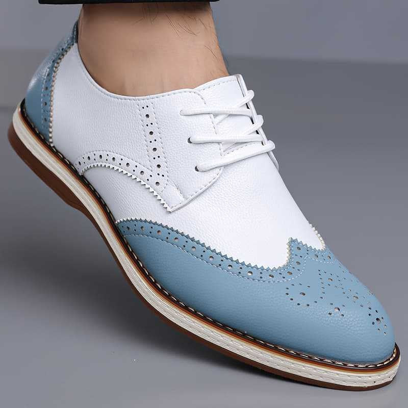 Guillermo | Blucher Hombre de Cuero con Detalles Brogue Bicolor