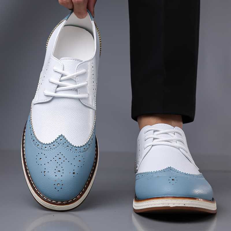 Guillermo | Blucher Hombre de Cuero con Detalles Brogue Bicolor