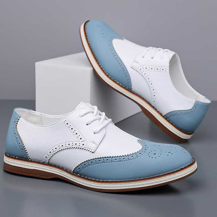 Guillermo | Blucher Hombre de Cuero con Detalles Brogue Bicolor