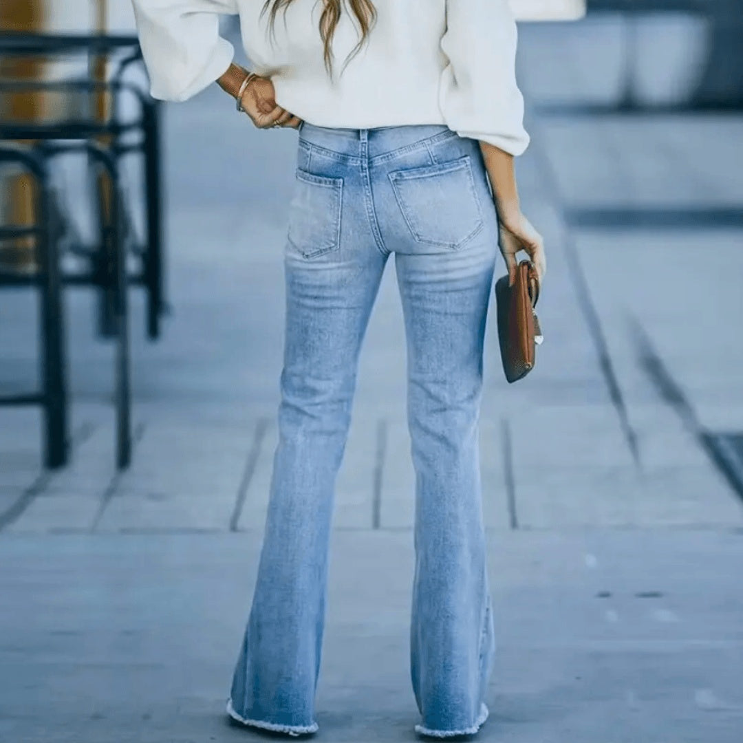 Inés | Pantalones Vaqueros de Campana Cintura Alta Mujer Flare