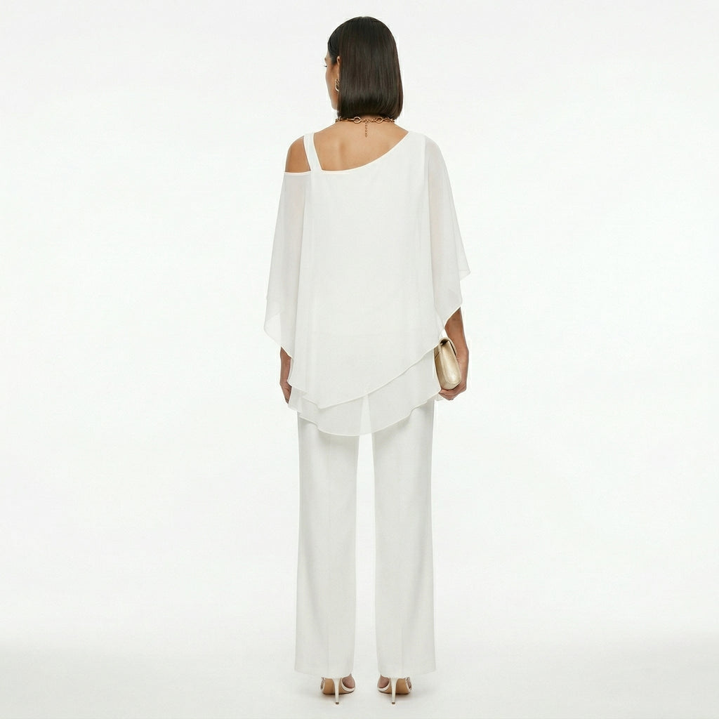 Inmaculada | Conjunto Elegante de Gasa Mujer Escote Asimétrico