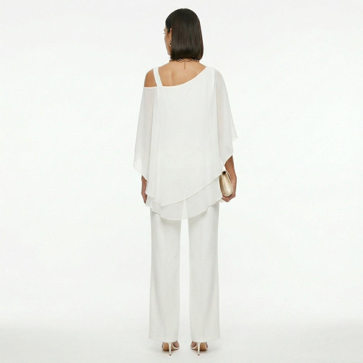 Inmaculada | Conjunto Elegante de Gasa Mujer Escote Asimétrico