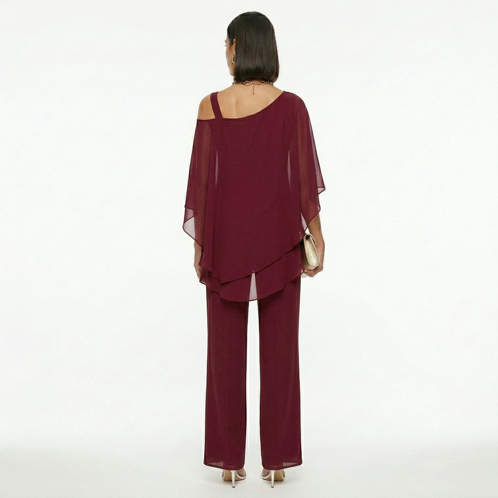 Inmaculada | Conjunto Elegante de Gasa Mujer Escote Asimétrico