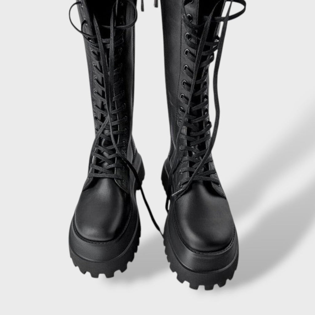 Irene | Botas Militares de Caña Alta Mujer Con Cordones Suela Track