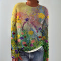 Irene | Jersey Fino Estampado Floral Mujer Manga Larga Cuello Redondo