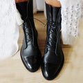 Jimena | Botas Planas de Piel con Cordones Mujer Caña Media