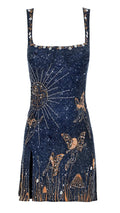 Leire | Vestido Corto de Fiesta Mujer Bordado Mariposas Escote Cuadrado