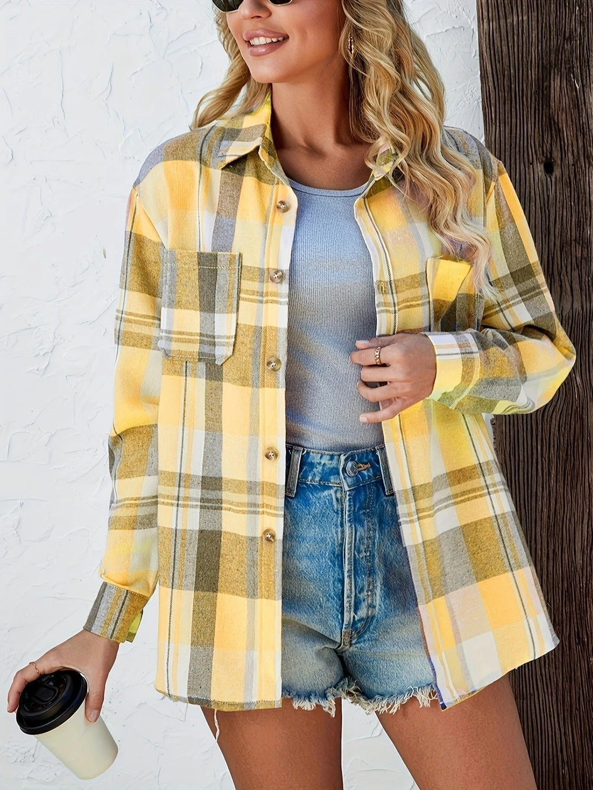 Lidia | Sobrecamisa Mujer de Cuadros de Algodón Manga Larga Oversize
