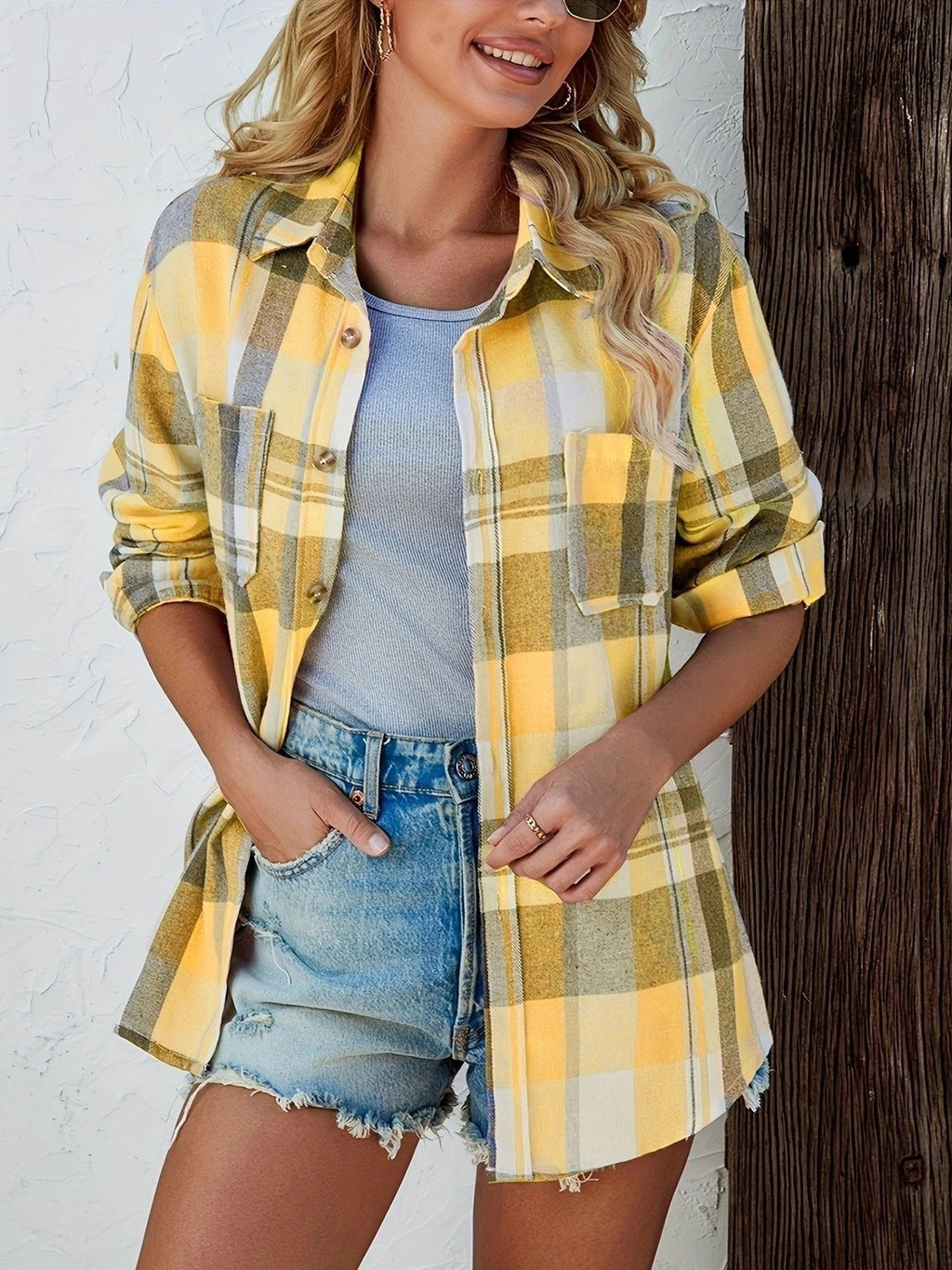 Lidia | Sobrecamisa Mujer de Cuadros de Algodón Manga Larga Oversize