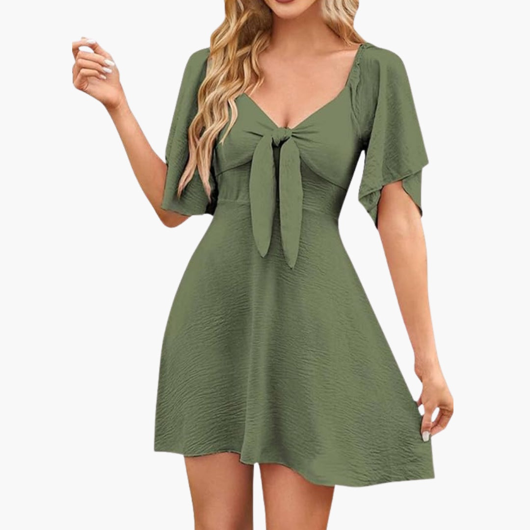 Lorena | Vestido Corto con Volantes Mujer Escote V Manga Corta