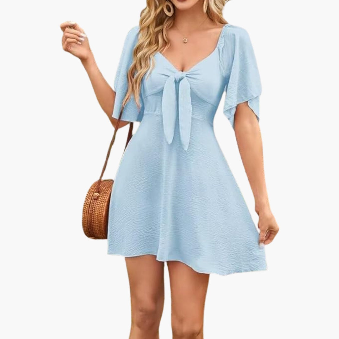 Lorena | Vestido Corto con Volantes Mujer Escote V Manga Corta