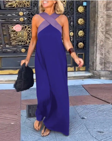 Macarena | Vestido Largo de Verano Cut Out Cruzado Mujer Cuello Alto