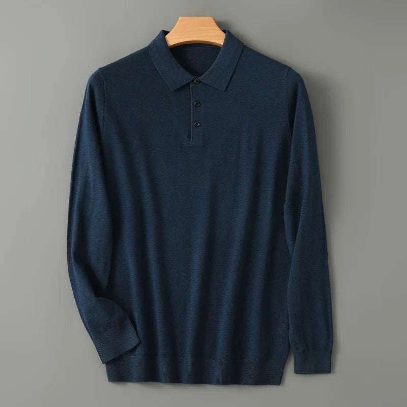 Marcos | Polo de Lana Merino de Manga Larga Hombre Punto Fino