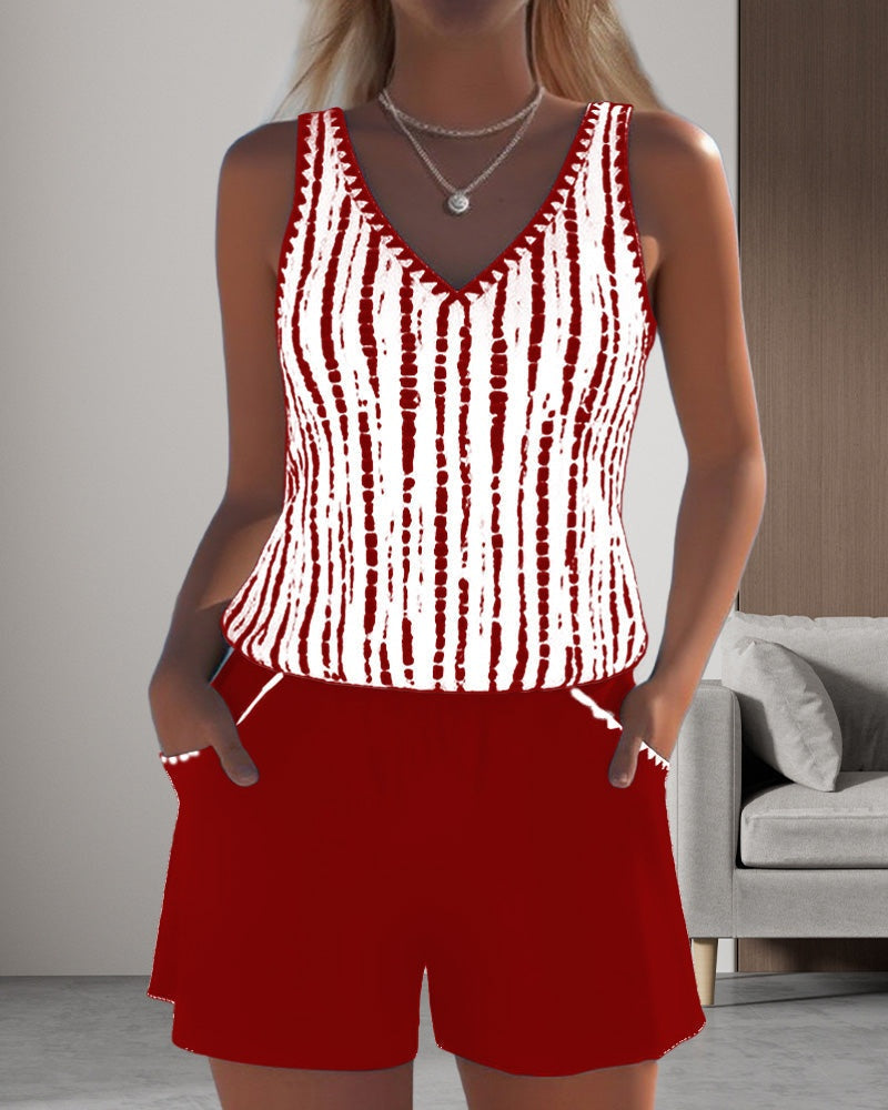 Marina | Conjunto de Playa de Dos Piezas Casual Mujer Estampado Tirantes