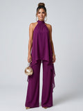 Marisol | Elegant Asymmetric Halter Top and Palazzo Pants Set for Women