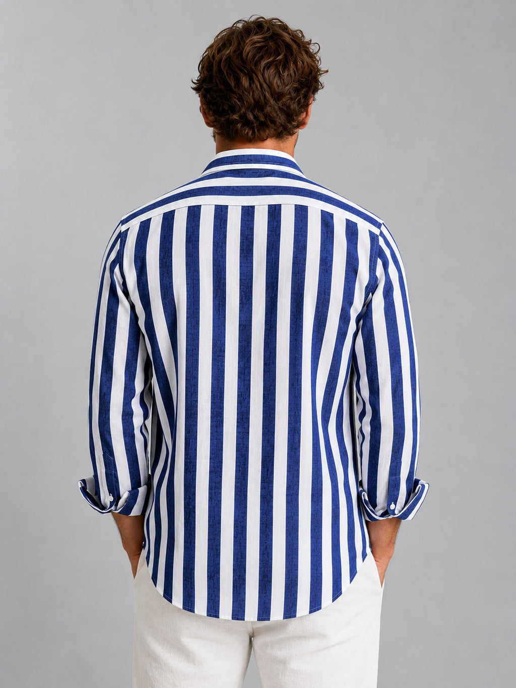 Martí | Camisa de Lino de Manga Larga Hombre Rayas