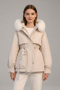 Mencía | Parka Acolchada Mujer con Capucha Piel Cordón Ajustable