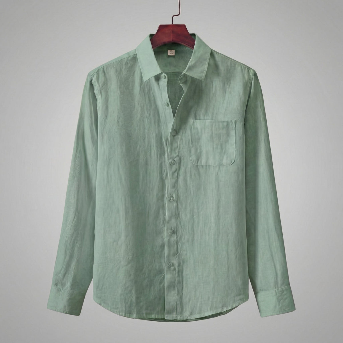 Mikel | Camisa de Lino Manga Larga Hombre Bolsillo Pecho