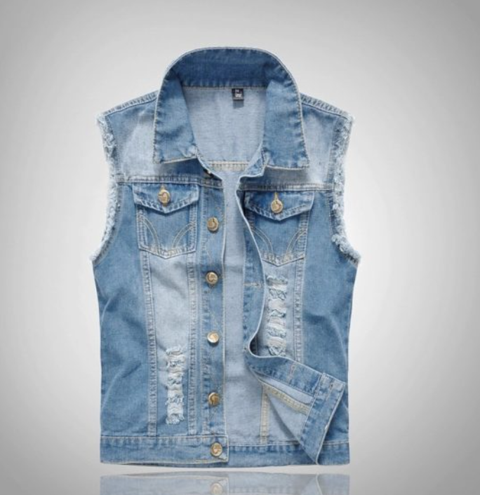 Mikel | Chaleco Vaquero Biker Hombre Botones Dorados