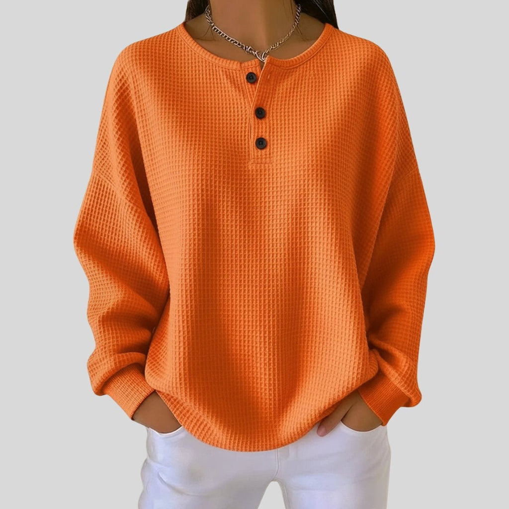 Natalia | Jersey Fino Mujer Oversize Cuello Redondo Botones