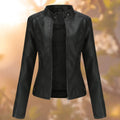 Nerea | Chaqueta Motera Mujer de Polipiel Slim Fit Cuello Mao