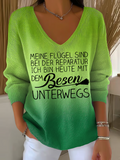 Nuria | Camiseta con Logo Oversize Mujer Escote en V Manga Larga
