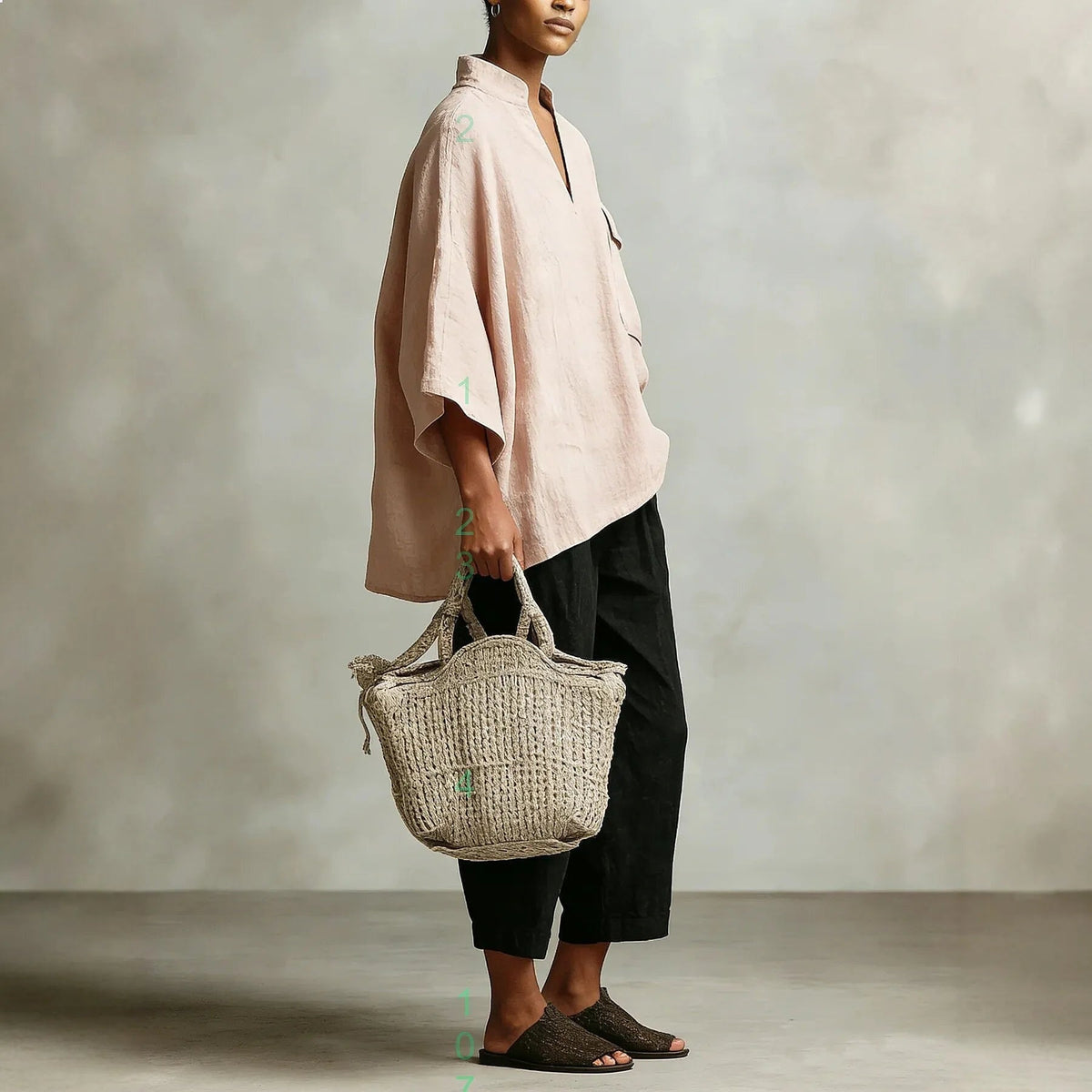 Paloma | Two-Piece Linen Poncho Set with V-Neck for Women