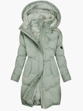 Chubasquero Impermeable Mujer Acolchado con Capucha Borreguito Largo