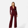 Pilar | Mono Largo Elegante Mujer Escote V Manga Larga