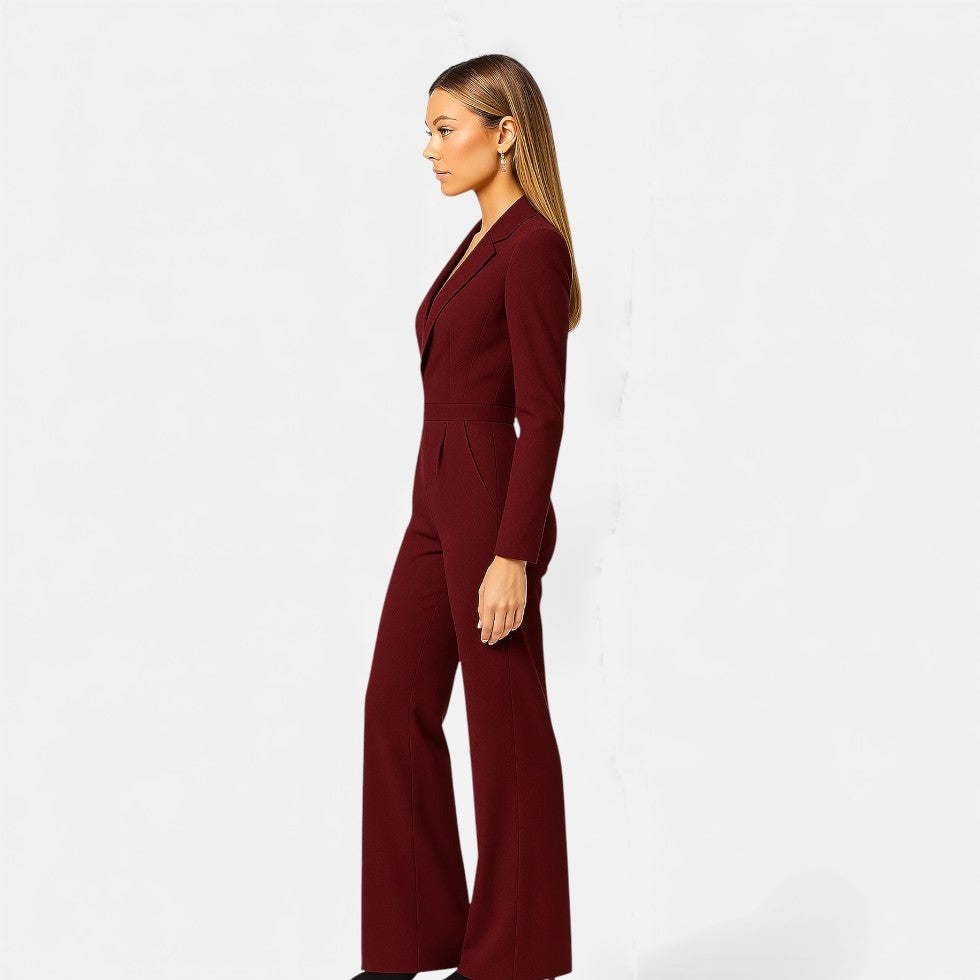Pilar | Mono Largo Elegante Mujer Escote V Manga Larga