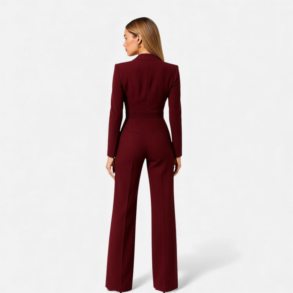 Pilar | Mono Largo Elegante Mujer Escote V Manga Larga