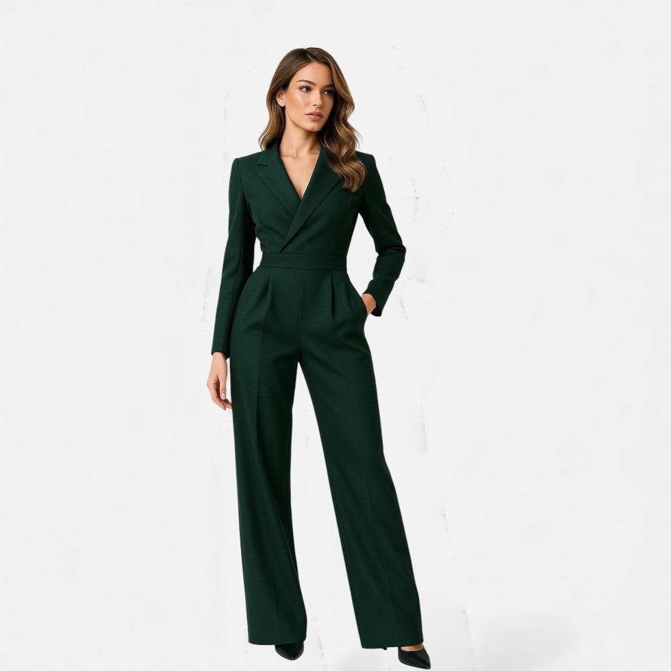 Pilar | Mono Largo Elegante Mujer Escote V Manga Larga