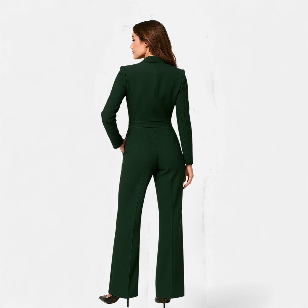 Pilar | Mono Largo Elegante Mujer Escote V Manga Larga
