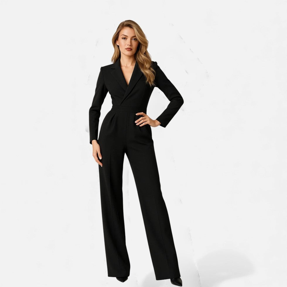 Pilar | Mono Largo Elegante Mujer Escote V Manga Larga