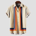 Pol | Camisa Estampada de Manga Corta Hombre Retro Rayas