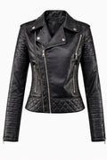 Rocío | Chaqueta de Cuero Biker Mujer Cremalleras Acolchada