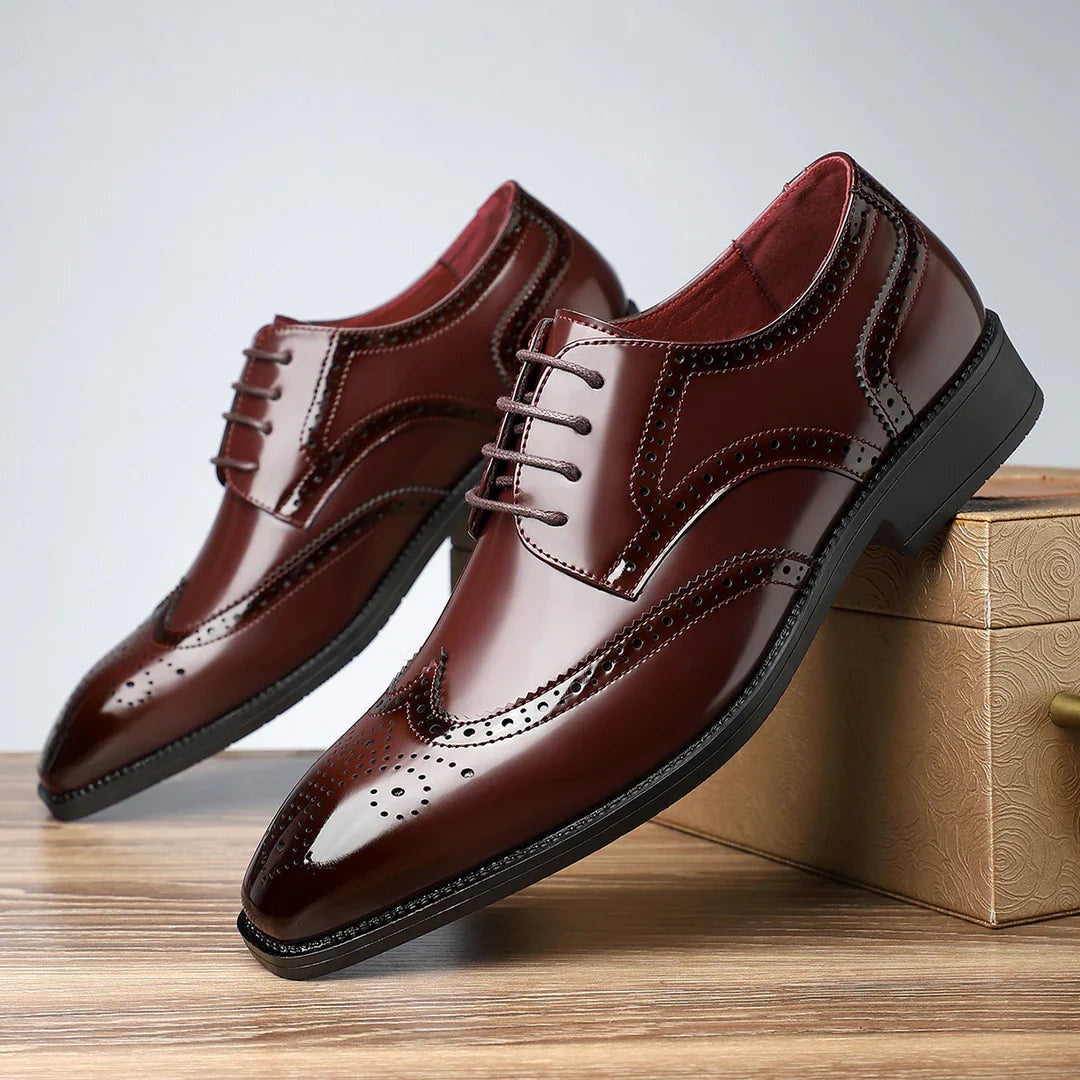Rodrigo | Zapatos Oxford Brogue de Cuero Hombre Punta de Ala