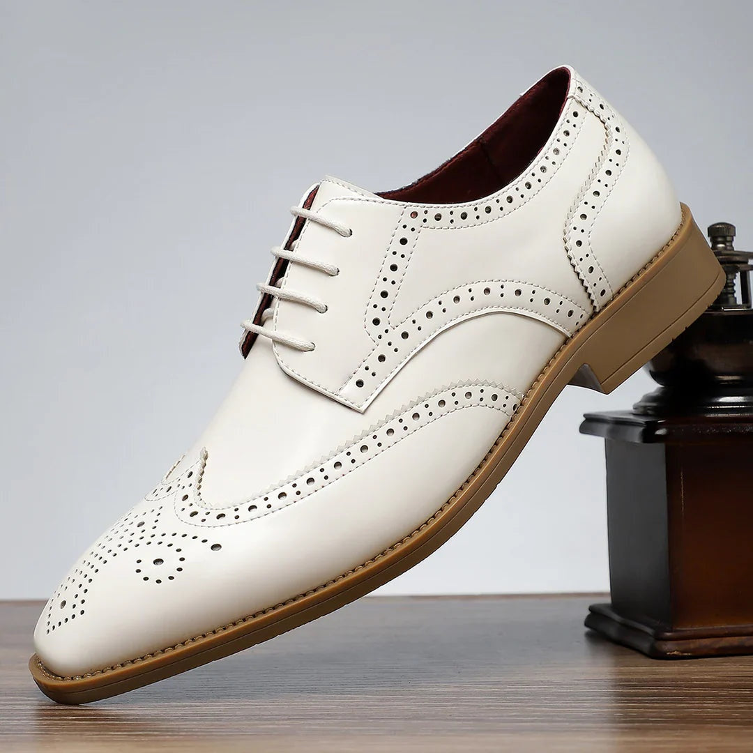 Rodrigo | Zapatos Oxford Brogue de Cuero Hombre Punta de Ala