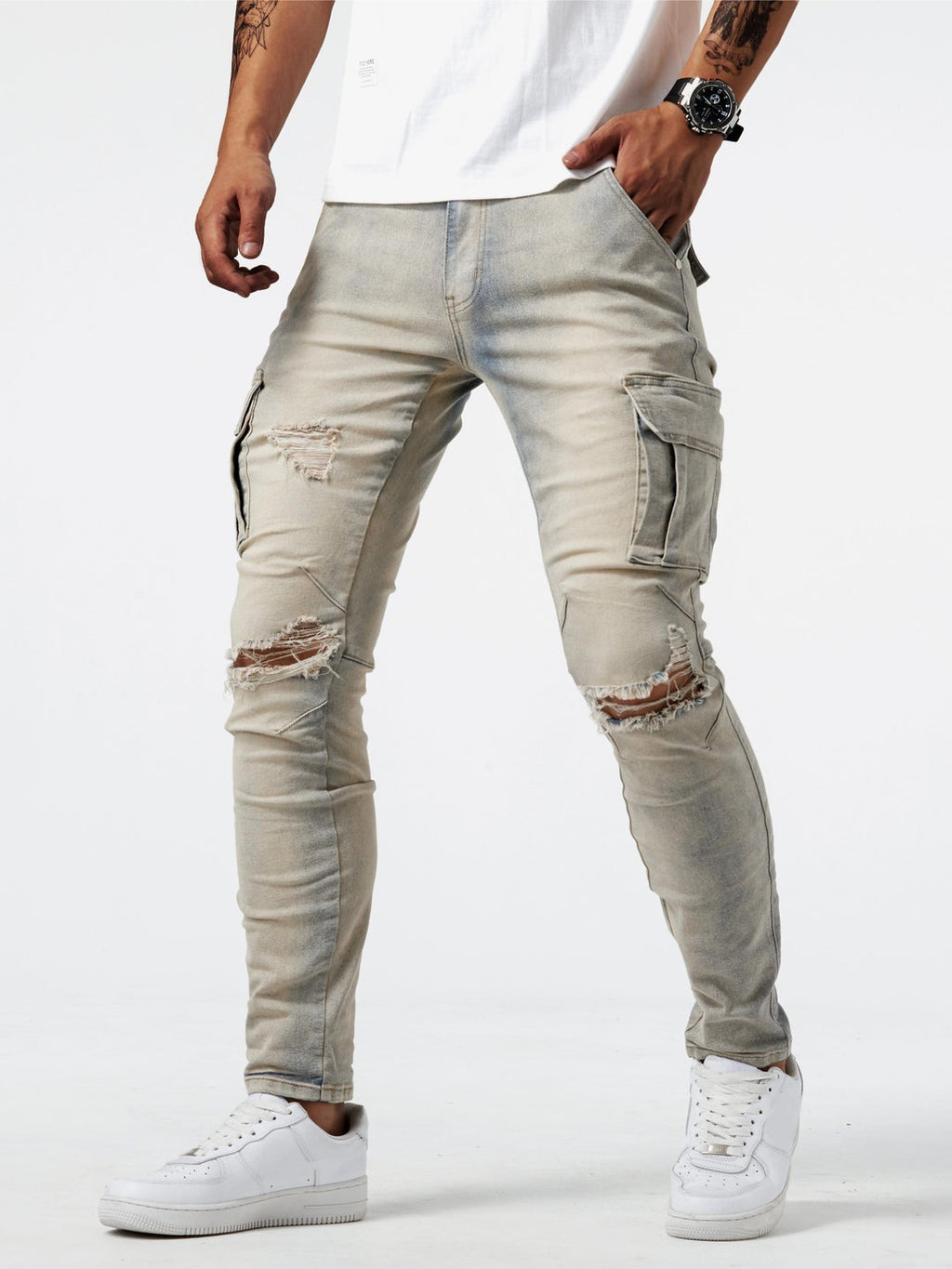 Rubén | Jeans Cargo Slim Hombre Bolsillos Laterales