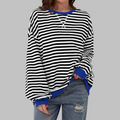 Rubén | Sudadera de Rayas Mujer Manga Larga Cuello Redondo Oversize
