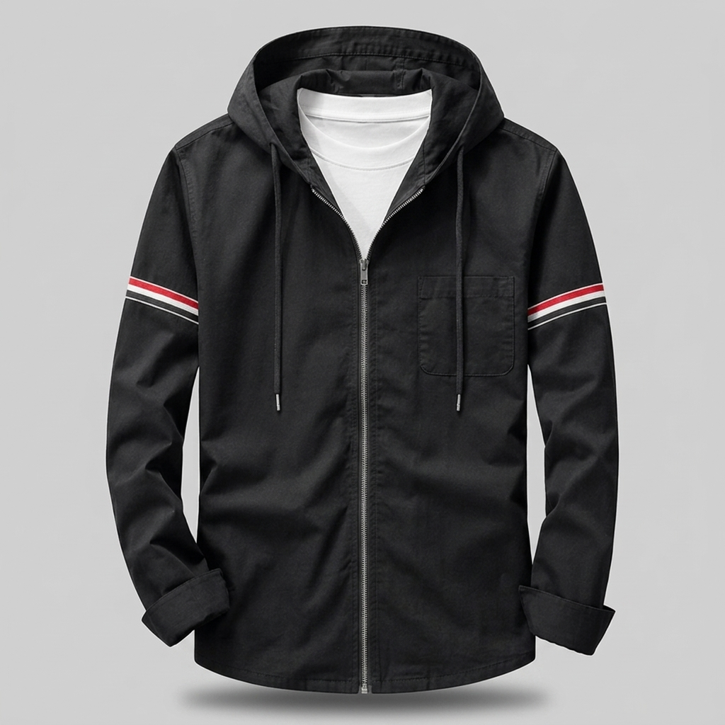 Sergio | Chaqueta con Capucha de Lino Hombre Cremallera Completa