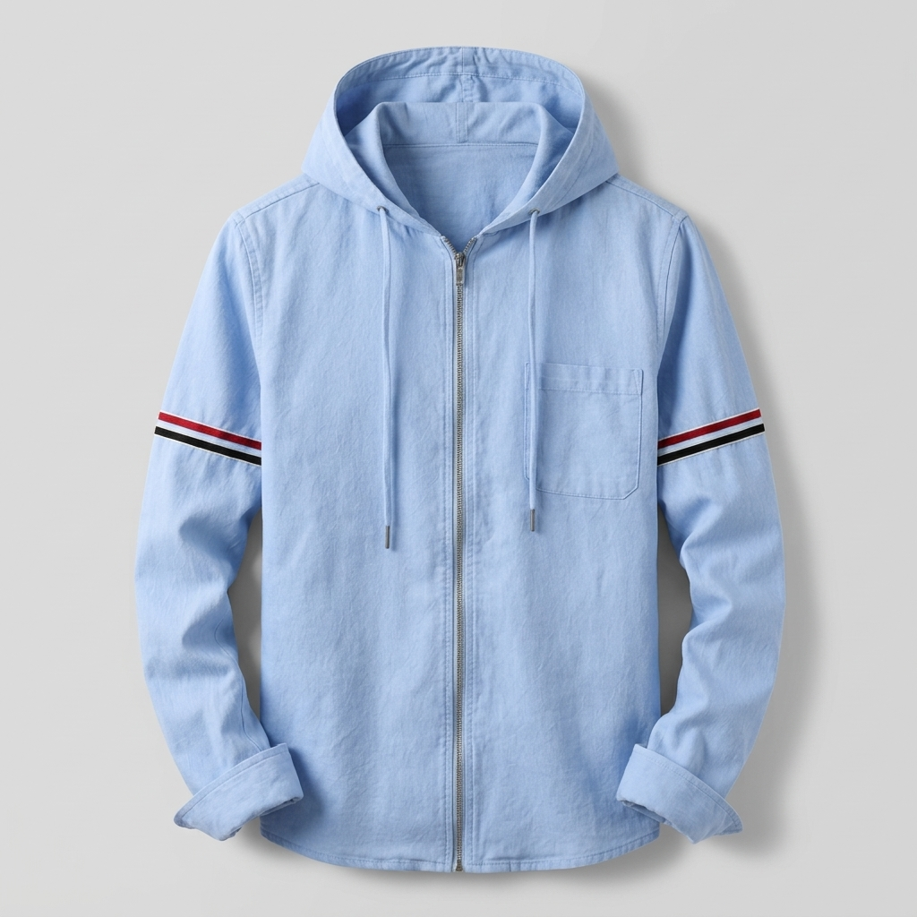Sergio | Chaqueta con Capucha de Lino Hombre Cremallera Completa